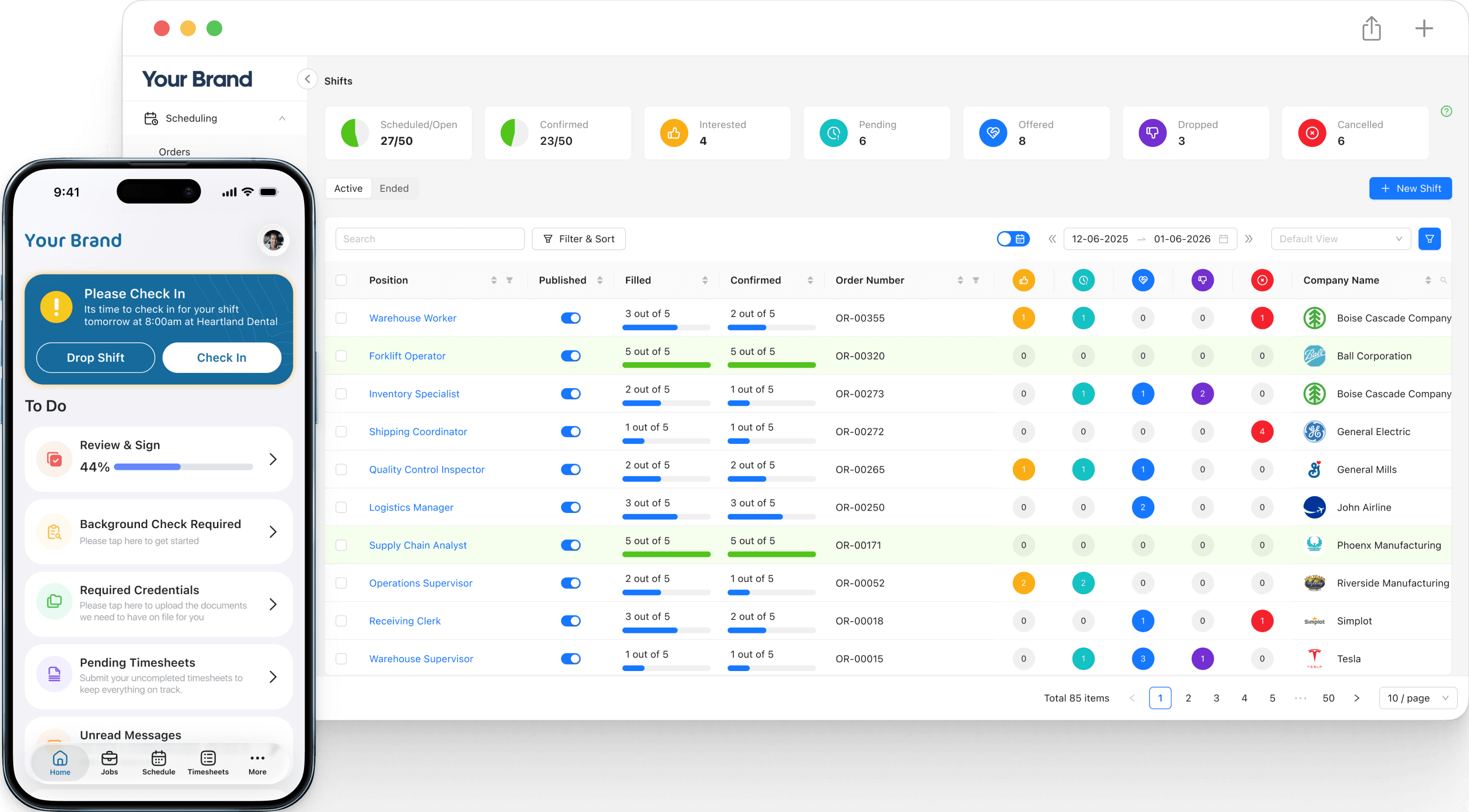 StaffingOS white-labeled staffing platform dashboard